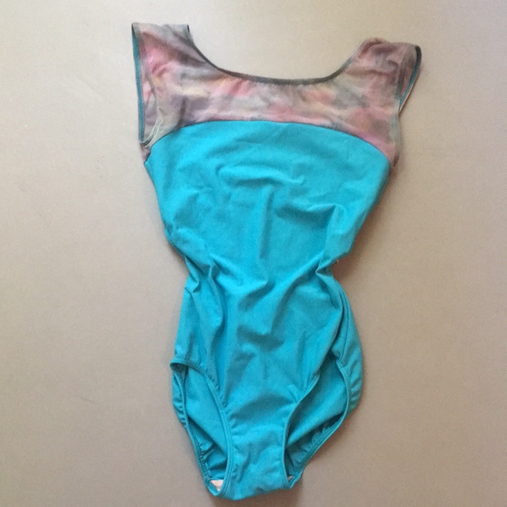 Eleve leotard blue with watercolor mesh small